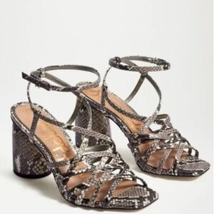 SAM EDELMAN Taupe Snake Print Strappy DAFFODIL Heels Size 8.5